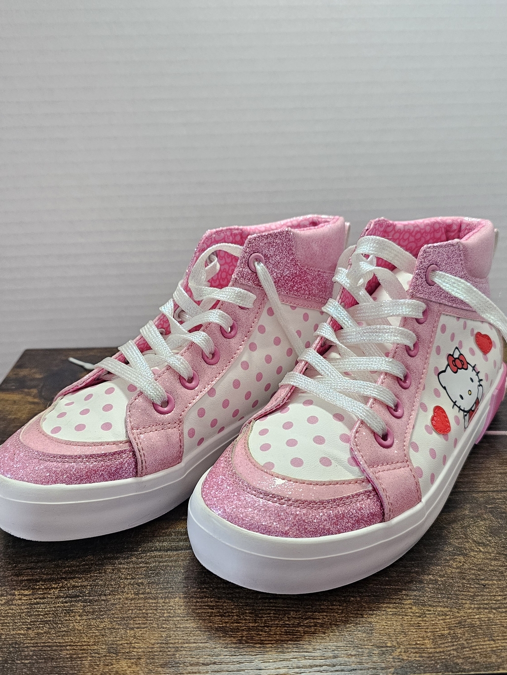 Sanrio Hello Kitty Pink Polka Dot High-Top Sneakers